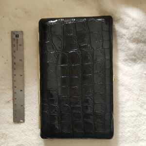 Black Crocodile Embossed Clutch